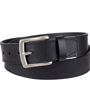 Columbia Black Leather Belt with Silver Buckle